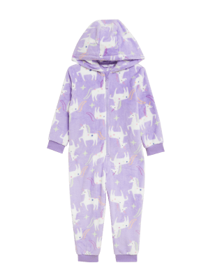 

Girls M&S Collection Fleece Unicorn Hooded Onesie (12 Mths - 7 Yrs) - Lilac Mix, Lilac Mix