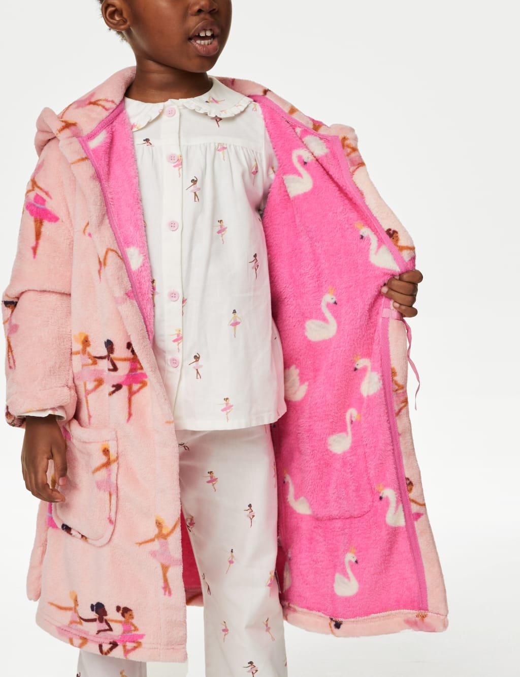 Fleece Ballerina Hooded Dressing Gown (1- 8 Yrs) image 4