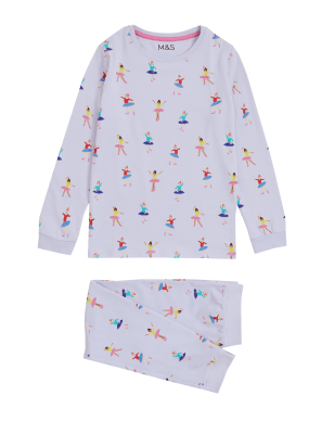 

M&S Collection Pijama con estampado de bailarinas 100% algodón (1-7 años) - Purple Mix, Purple Mix