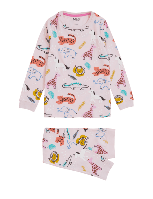 

M&S Collection Schlafanzug mit hohem Baumwollanteil und Tiermuster (12 M. - 7 J.) - Pink Mix, Pink Mix