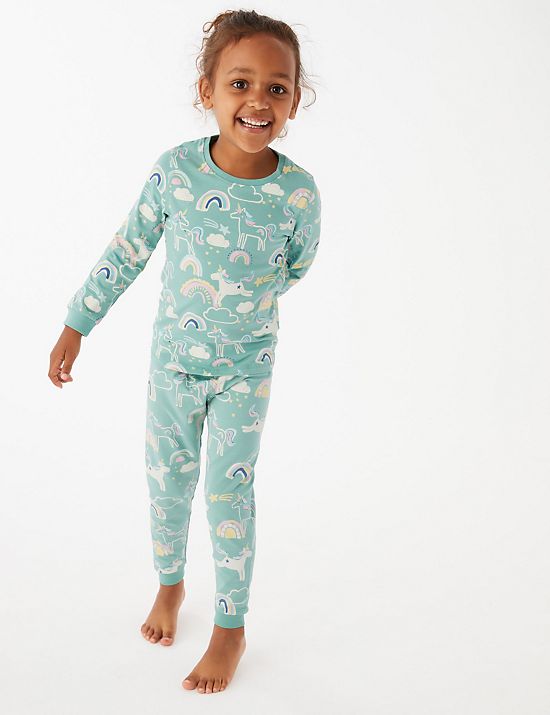 Katoenrijke pyjama met eenhoornprint (1-7 jaar)
