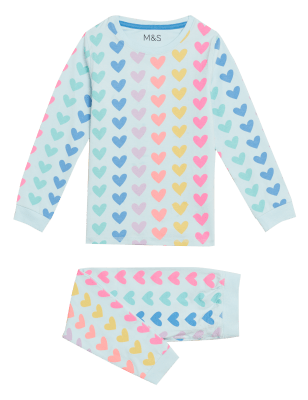 

Girls M&S Collection Cotton Rich Heart Pyjamas (12 Mths - 7 Yrs) - Blue Mix, Blue Mix