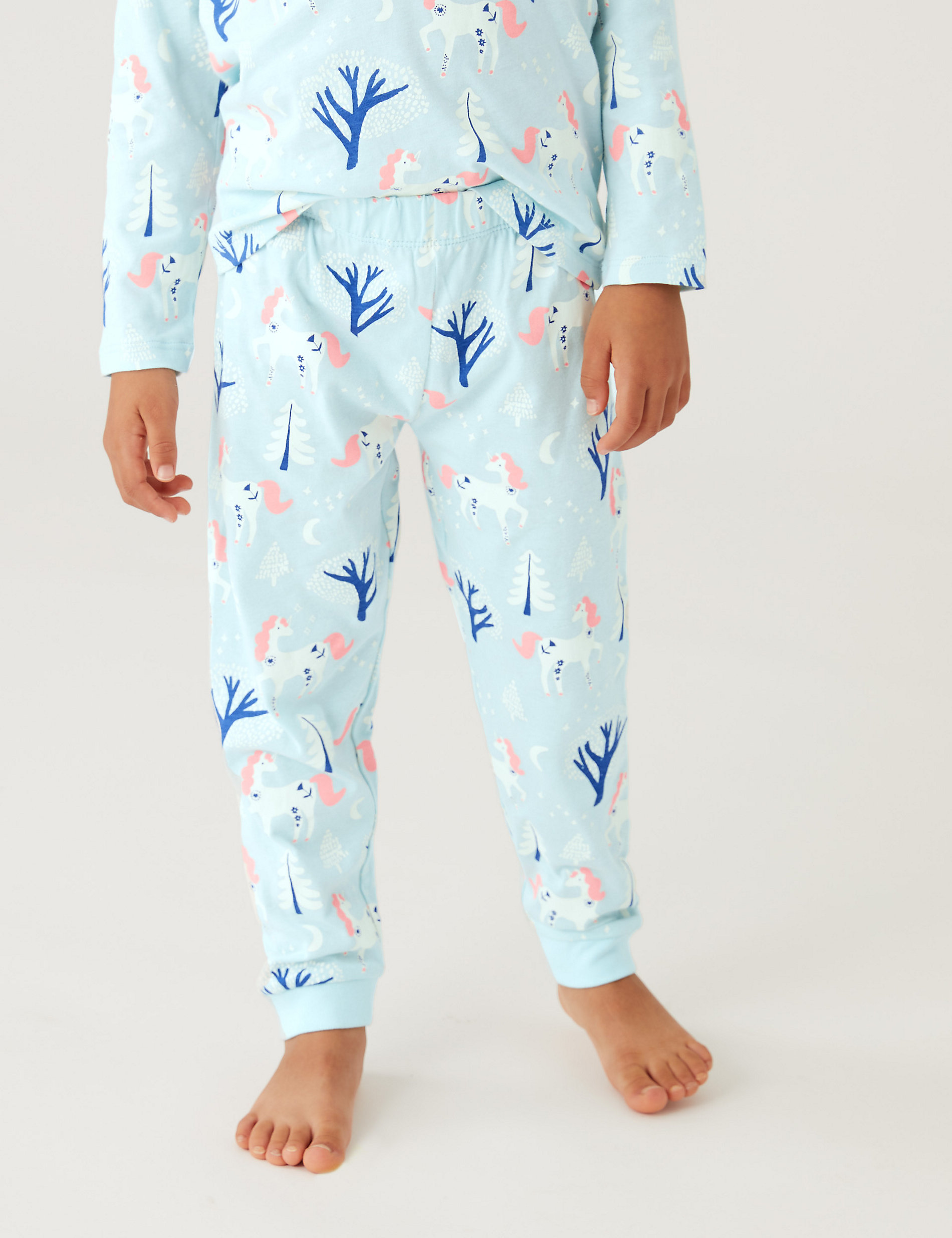Πιτζάμες με print μονόκερω από 100% βαμβάκι (12 μηνών - 7 ετών)