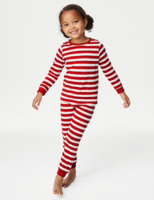 

M&S Collection Schlafanzug aus reiner Baumwolle mit Streifen (1-8 J.) - Red Mix, Red Mix