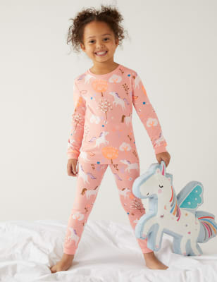 

M&S Collection Schlafanzug mit hohem Baumwollanteil und Pferdemuster (1-8 J.) - Coral Mix, Coral Mix
