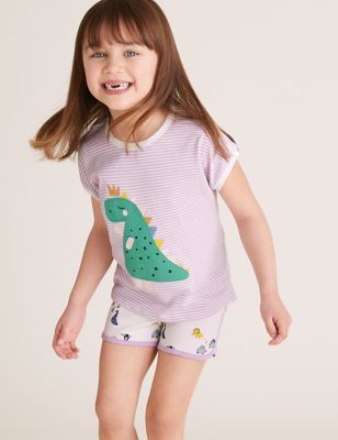 Pyjashort 100 % coton à motif dinosaure (du 1 au 7 ans) - Lilac Mix