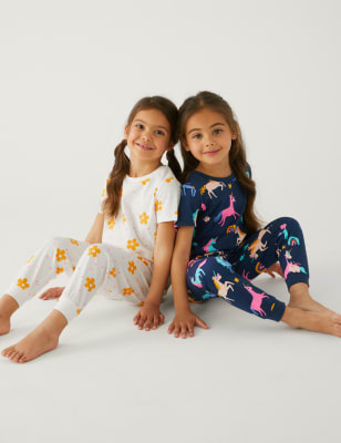 

M&S Collection 2er-Pack gemusterte Schlafanzugsets aus reiner Baumwolle (1-8 J.) - Navy, Navy