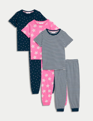 

Girls M&S Collection 3pk Pure Cotton Patterned Pyjama Sets (1-8 Yrs) - Multi, Multi