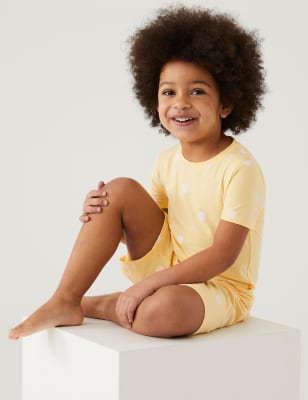 

M&S Collection Schlafanzugset mit hohem Baumwollanteil und Punktmuster (1-8 J.) - Yellow Mix, Yellow Mix