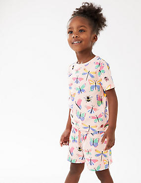 Pijama corto de algodón con estampado de mariposas (12&nbsp;meses-7&nbsp;años)