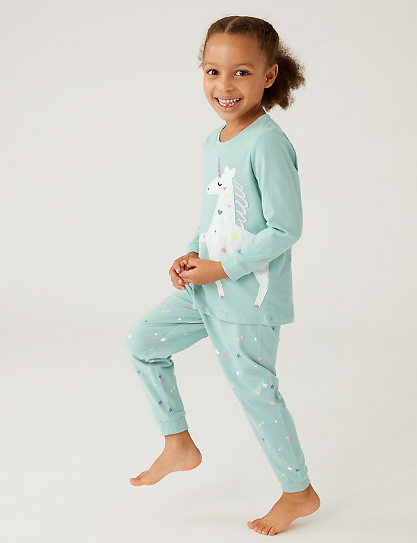 2pk Pure Cotton Unicorn Pyjama Sets (1-7 Yrs) - HU