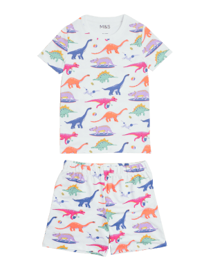 

M&S Collection Schlafanzugset mit hohem Baumwollanteil und Dinosauriermuster (12 M. - 7 J.) - Ivory Mix, Ivory Mix