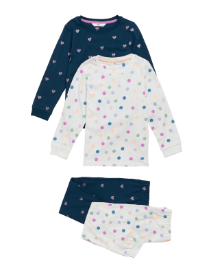 

M&S Collection 2er-Pack gemusterte Schlafanzugsets aus reiner Baumwolle (1-7 J.) - Ivory Mix, Ivory Mix
