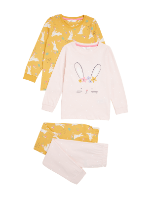 

M&S Collection Pack de 2 pijamas 100% algodón con diseño de conejito (1-7 años) - Multi, Multi