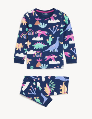 

Girls M&S Collection Cotton Rich Dinosaur Pyjamas (1-8 Yrs) - Indigo, Indigo