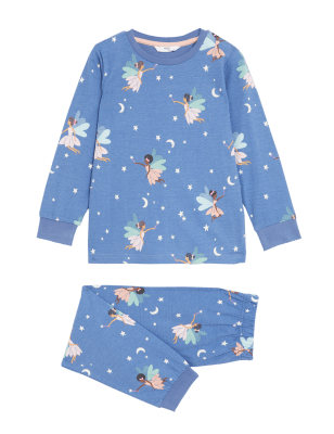 

M&S Collection Pijama 100% algodón con diseño de hada que brilla en la oscuridad (1-8 años) - Blue, Blue