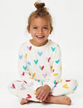 Schlafanzug aus reiner Baumwolle mit Herzmotiv (1–8 Jahre)