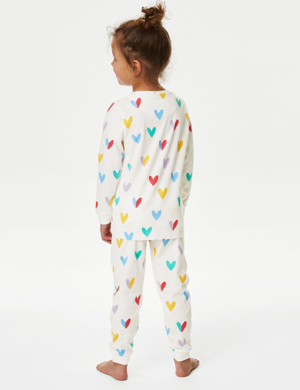 Pure Cotton Heart Print Pyjamas (1-8 Yrs) image 3