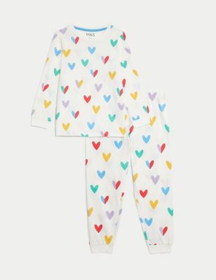 Pure Cotton Heart Print Pyjamas (1-8 Yrs)