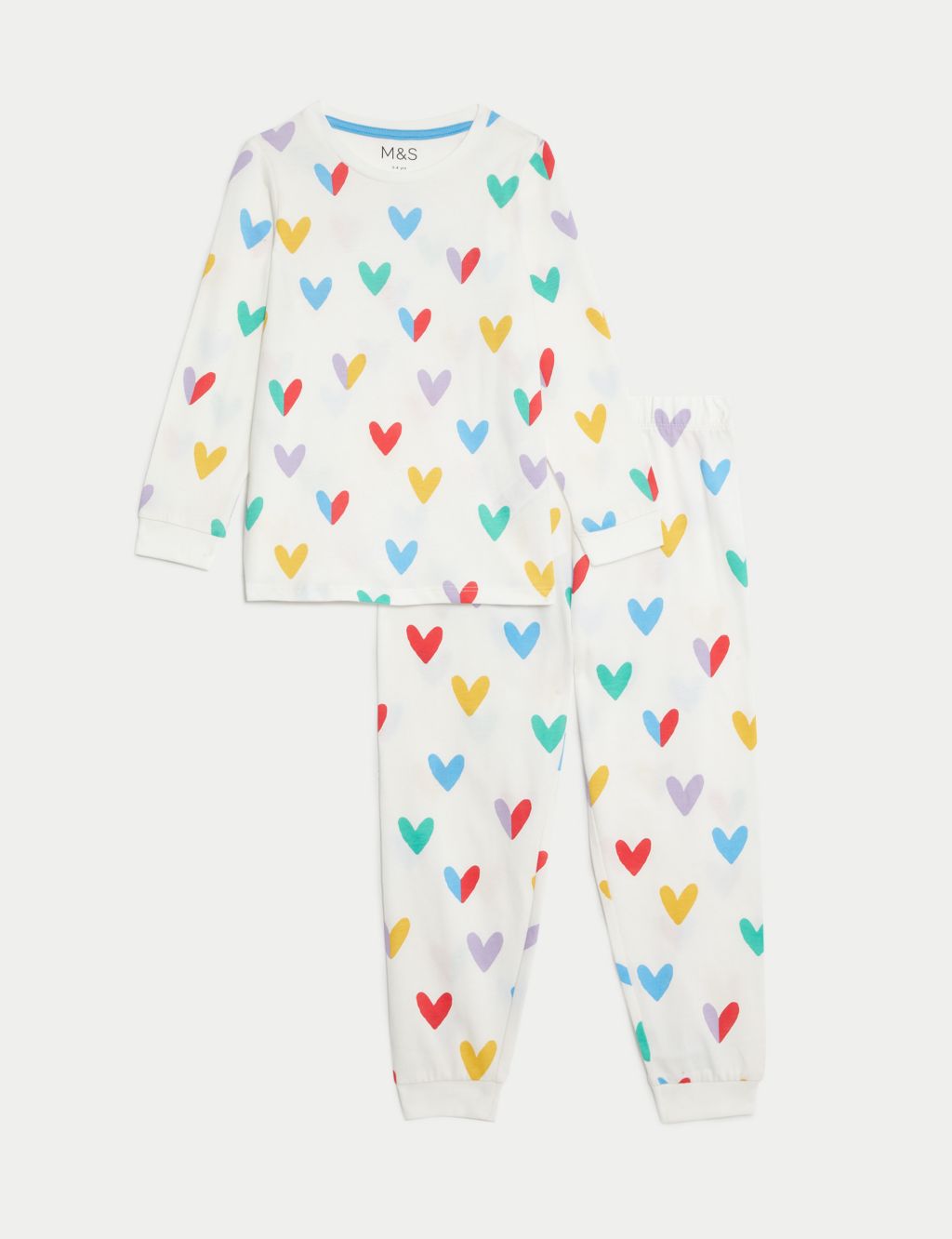Pure Cotton Heart Print Pyjamas (1-8 Yrs) image 2