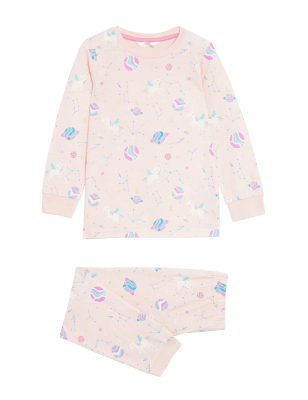 

M&S Collection Pijama 100% algodón con diseño de unicornio que brilla en la oscuridad (1-8 años) - Pink Mix, Pink Mix