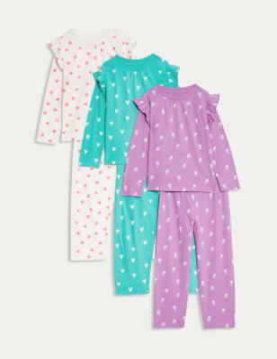 3pk Pure Cotton Floral Pyjamas (1-8 Yrs)