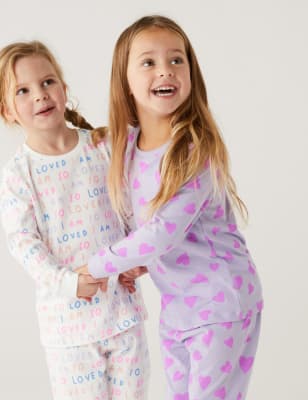 

M&S Collection Pack de 2 pijamas 100% algodón 'Love' (1-8 años) - Pink, Pink