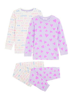 

Girls M&S Collection 2pk Pure Cotton Love Pyjama Sets (12 Mths - 8 Yrs) - Pink, Pink