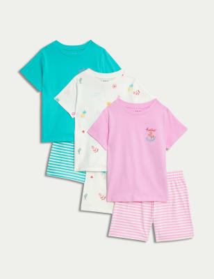 3pk Pure Cotton Patterned Pyjama Sets (1-8 Yrs) - IL