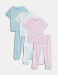 3pk Pure Cotton Patterned Pyjama Sets (1-8 Yrs)