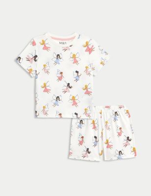 M&S Girl's Pure Cotton Fairies Pyjamas (1-8 Yrs) - 2-3 Y - White, White