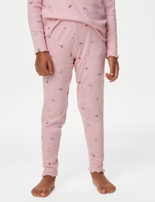 Cotton Rich Floral Ribbed Pyjamas (1-8 Yrs)