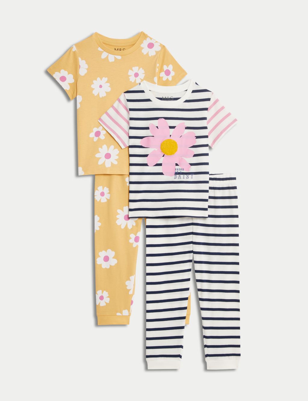 2pk Pure Cotton Floral and Stripe Pyjama Sets (1-8 Yrs)