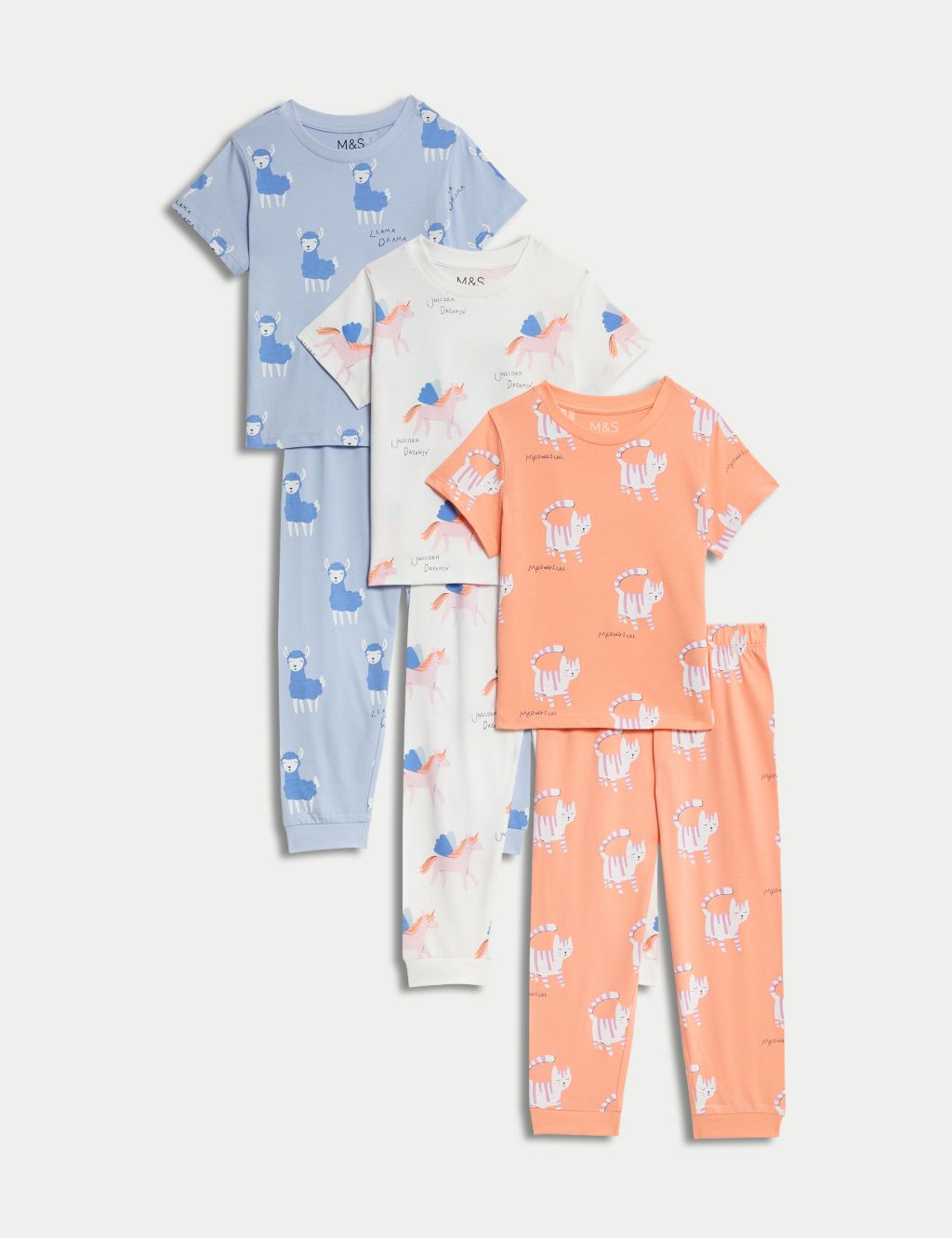 3pk Pure Cotton Animal Pyjama Sets (1-8 Yrs)