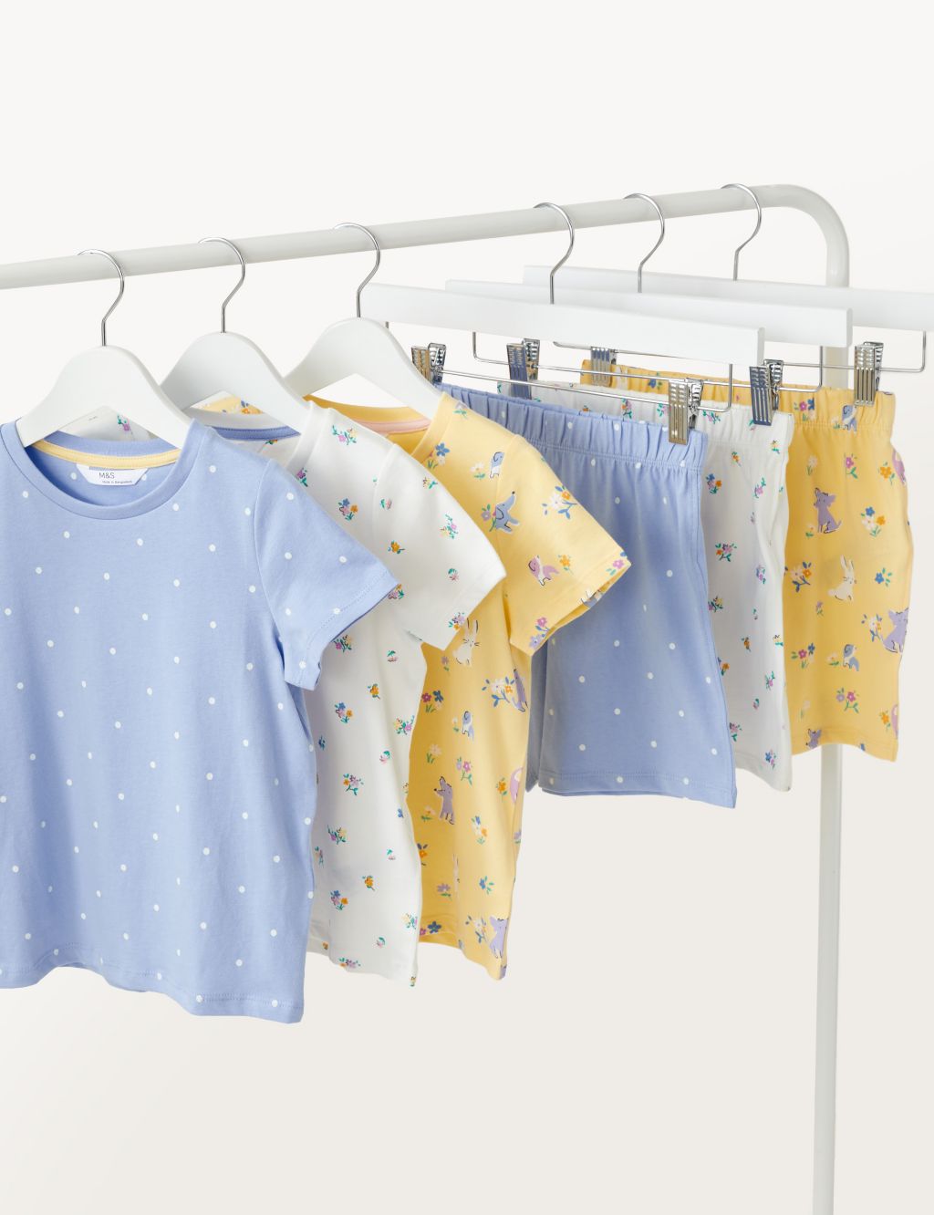 3pk Pure Cotton Patterned Short Pyjama Sets (1-8 Yrs)