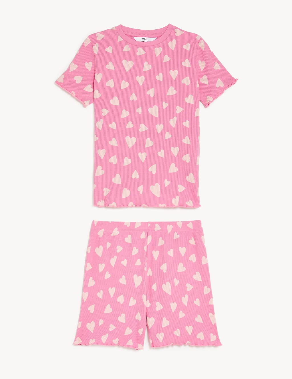 Cotton Rich Heart Rib Short Pyjama Set (1-8 Yrs)