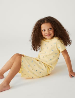 

M&S Collection Pijama corto de algodón acanalado floral (1-8 años) - Yellow, Yellow