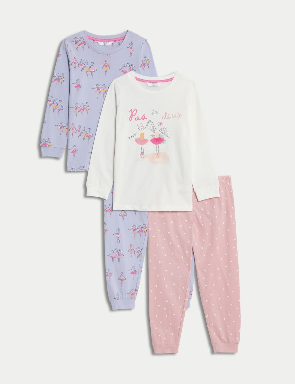 2pk Pure Cotton Ballerina Pyjama Sets (1-8 Yrs) image 1