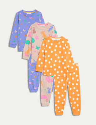 

Girls M&S Collection 3pk Pure Cotton Patterned Pyjama Sets (1-8 Yrs) - Multi, Multi