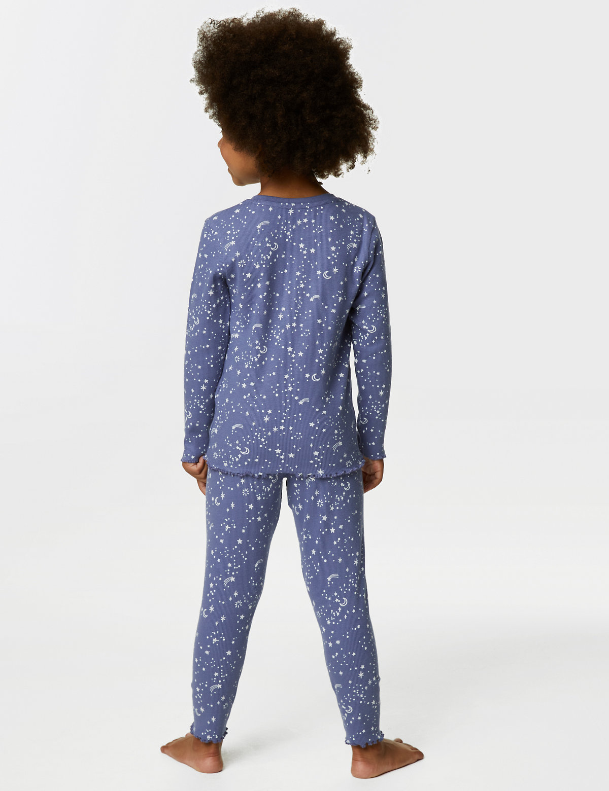 Cotton Rich Ribbed Star Print Pyjamas (1-8 Yrs)
