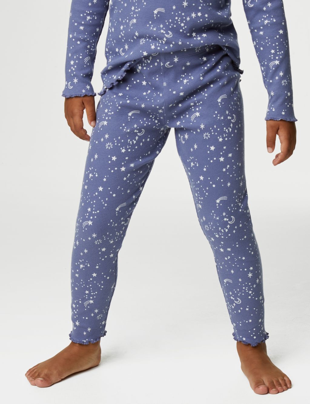 Cotton Rich Ribbed Star Print Pyjamas (1-8 Yrs) image 4