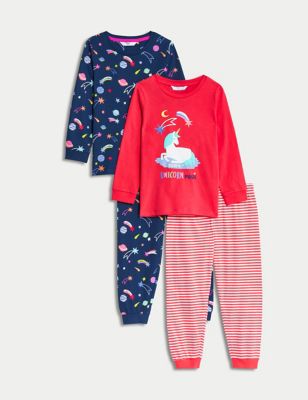 2pk Pure Cotton Unicorn Pyjama Sets (1-8 Yrs)