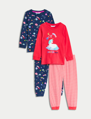 

Girls M&S Collection 2pk Pure Cotton Unicorn Pyjama Sets (1-8 Yrs) - Indigo, Indigo