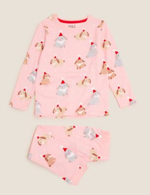 Pure Cotton Christmas Bunny Pyjama Set (1-7 Yrs) 
