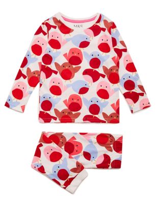 Pure Cotton Robin Print Pyjama Set (1-7 Yrs) 