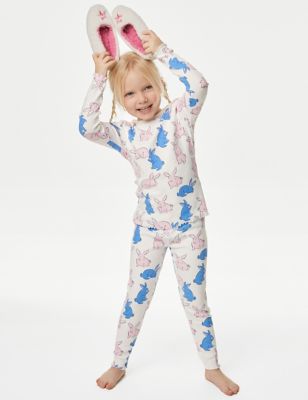 M&S Girls Cotton Rich Bunny Pyjamas (1-8 Yrs) - 7-8 Y - Multi, Multi