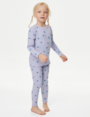 Cotton Rich Floral Rib Pyjamas (1-8 Yrs) - EE