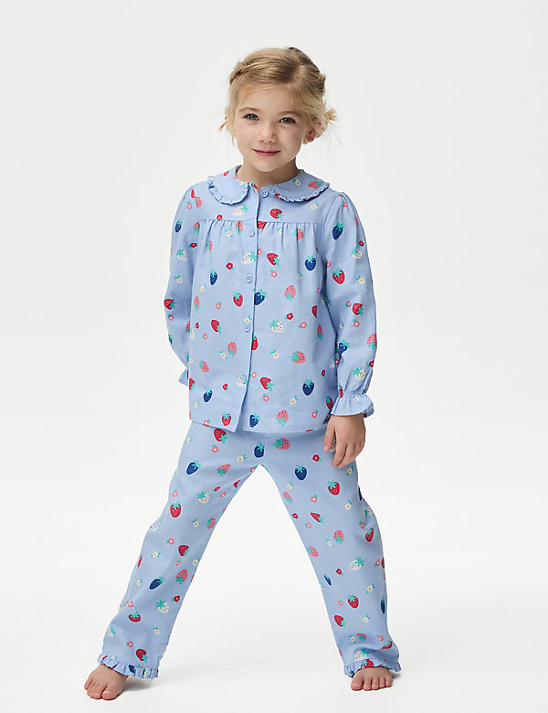 Pure Cotton Strawberry Print Pyjamas (1-8 Yrs) - SE