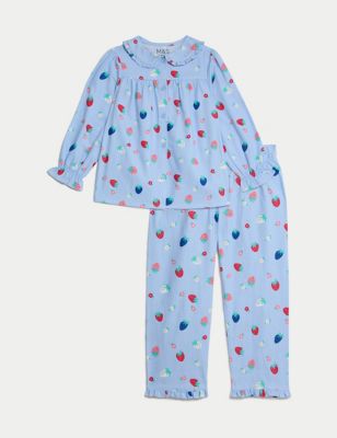 Pure Cotton Strawberry Print Pyjamas (1-8 Yrs)