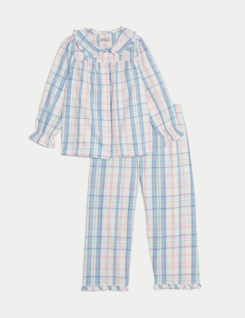 Pure Cotton Checked Pyjamas (1-8 Yrs) image 2